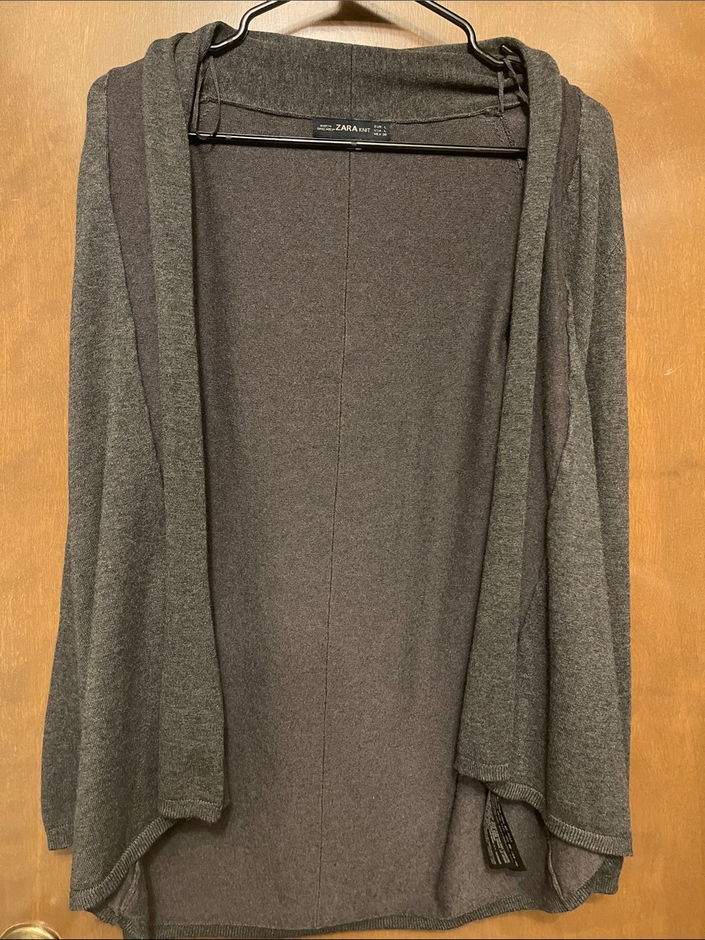 Zara Dark Gray Hooded Open-Front Cardigan
